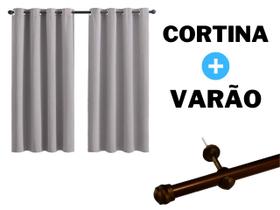 Kit Cortina 2,60x1,40 Com Varão 2 Metros Incluso Tecido Oxford Sala Quarto