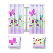 Kit Cortina 2m +2 Capa De Almofada Decoração Quarto Infantil