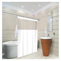 Kit Cortina Box Banheiro Antimofo + Varão Suporte de cortina