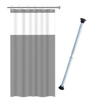 Kit Cortina Box Banheiro Antimofo + Varão Suporte de cortina