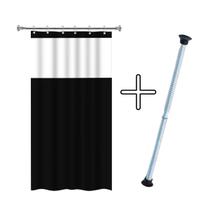 Kit Cortina Box Banheiro Antimofo + Varão Suporte de cortina