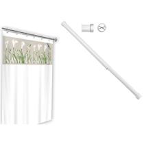 Kit Cortina box mais Suporte Varão para Banheiro 60 x 90cm