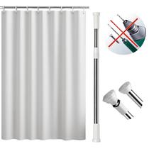 Kit Cortina Box PVC Antimofo Sem Visor + Varão Extensível 1,10M A 2M