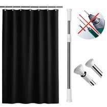 Kit Cortina Box PVC Antimofo Sem Visor + Varão Extensível 1,10M A 2M