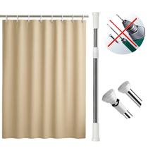 Kit Cortina Box PVC Antimofo Sem Visor + Varão Extensível 70cm A 120cm Kit Cortina Box PVC Antimofo Sem Visor + Varão Extensível 70cm A 120cm