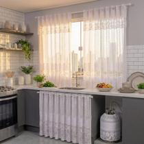 Kit Cortina Cozinha Renda Tulipa Branca Janela Pia e Capa Para Botijão De Gás Premium Kit Cortina Cozinha Renda Tulipa Branca Janela Pia e Capa Para Botijão De Gás Premium