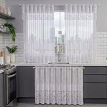 Kit Cortina De Cozinha Em Renda Para Janela e Pia Balcão de Renda Tulipa