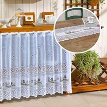 Kit Cortina de Pia Renda + Caminho Para Mesa Retangular Corujinha