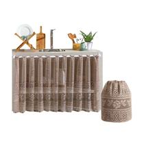 Kit Cortina de Renda Para Pia da Cozinha + Capa Para Botijão de Gás