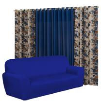 Kit Cortina Florata 4 metros + capa 4 lugares Coladinha Malha