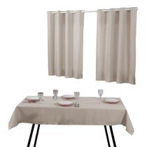 Kit Cortina Para Cozinha E Toalha De Mesa 6 Cadeiras Palha