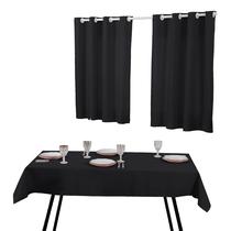Kit Cortina Para Cozinha E Toalha De Mesa 6 Cadeiras Preto - Sofisticada Moda Casa