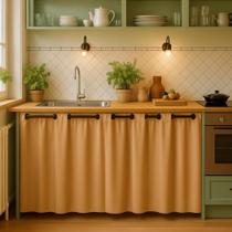 Kit Cortina para Pia de Cozinha PVC Blackout 2,80 x 0,80 Impermeável Facil Limpeza Decoração Moderna Kit Cortina para Pia de Cozinha PVC Blackout 2,80 x 0,80 Impermeável Facil Limpeza Decoração Moderna