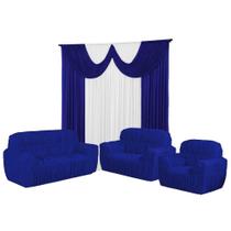 Kit Cortina Paris 3 Metros+Capa De Sofá 3, 2 E 1 Lugares 21 Elástico Jogo Malha gel Kit Cortina Paris 3 Metros+Capa De Sofá 3, 2 E 1 Lugares 21 Elástico Jogo Malha gel