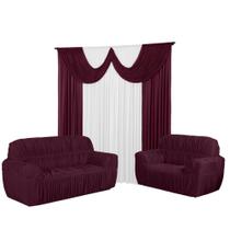 Kit Cortina Paris 4 Metros+Capa De Sofá 3 e 2 Lugares 21 Elástico Jogo Malha gel Kit Cortina Paris 4 Metros+Capa De Sofá 3 e 2 Lugares 21 Elástico Jogo Malha gel