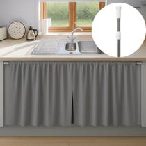 Kit Cortina Pia Cozinha Impermeável Blackout + Varão extensível Pressão 70 a 1,20 m Kit Cortina Pia Cozinha Impermeável Blackout + Varão extensível Pressão 70 a 1,20 m