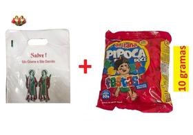 Kit Cosme Damião c/ 100 un Pipoca Doce + 100un Sacolas 33X24