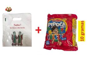 Kit Cosme Damião Com 200 Un Pipoca Doce +200Un Sacolas 33X24