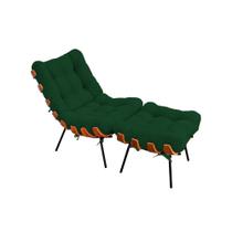 Kit Costela Poltrona e Puff Base Metálica Preta no Veludo Verde - Belliv Decor Kit Costela Poltrona e Puff Base Metálica Preta no Veludo Verde - Belliv Decor