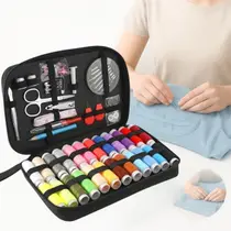 Kit Costura Agulha Linha Estojo Completo 90 Peças Reparo Conserto de Roupas Mala Viagem Emergência