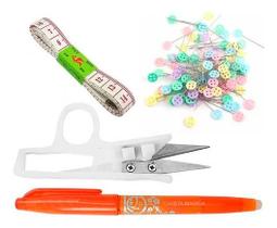 Kit Costura Alfinetes Tesoura Arremate Fita Metrica e Caneta