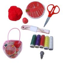Kit Costura Completo Linha Tesoura Agulha Dedal Fita Métrica Portatil Viagem