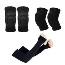 Kit Cotoveleira Joelheira Manguito Proteção UV50 Manga Longa Antiimpacto Vôlei Futsal Handball Pares Unissex