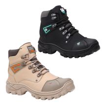 kit Coturno CATPRIIME de Couro com CA Bege e Preto com Verde