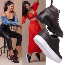 Kit Coturno Feminino Marrom + Tênis Feminino Preto - Leve Para Uma Coleção Que Equilibra Estilo E Conforto