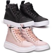 Kit Coturno Feminino Rosa Plataforma + Coturno Preto Esporte