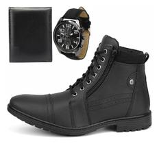 Kit Coturno Masculino Bota Adventure Casual Relogio Carteira Kit Coturno Masculino Bota Adventure Casual Relogio Carteira