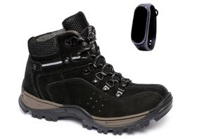 Kit Coturno Masculino Bota Trilha Em Couro Confortável + Relógio Fino Kit Coturno Masculino Bota Trilha Em Couro Confortável + Relógio Fino
