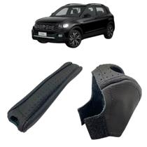 Kit Couro Capa Manopla Câmbio Automático e Alavanca Freio de Mão Volkswagen T-cross 2019 a 2022 Kit Couro Capa Manopla Câmbio Automático e Alavanca Freio de Mão Volkswagen T-cross 2019 a 2022