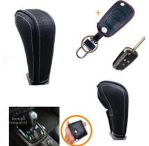 Kit Couro Capa Manopla Câmbio Automático e Chaveiro Chave Canivete Chevrolet S10 Trailblazer