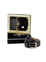 Kit Couro Carteira Média Mitty Cinto Fasolo M1 - Preto - 115