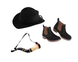 Kit Cowboy Infantil Chapéu Country + Berrante + Botina Couro Kit Cowboy Infantil Chapéu Country + Berrante + Botina Couro