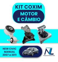 Kit Coxim Calço Motor Câmbio Honda New Civic 2007 A 2011 Kit Coxim Calço Motor Câmbio Honda New Civic 2007 A 2011