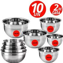 Kit Cozinha 10 Tigelas de Potes Bowls em Aço Inox