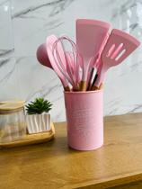 Kit cozinha 12 peças madeira silicone e nylon