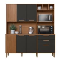 Kit Cozinha 1,80 Grecia 7 Portas 2 Gavetas Freijo/Chumbo - Indekes Kit Cozinha 1,80 Grecia 7 Portas 2 Gavetas Freijo/Chumbo - Indekes