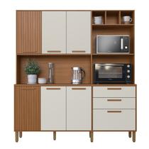 Kit Cozinha 1,80 Grecia 7 Portas 2 Gavetas Freijo/Off White - Indekes Kit Cozinha 1,80 Grecia 7 Portas 2 Gavetas Freijo/Off White - Indekes