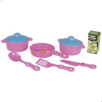 Kit Cozinha 2 Panelas + Frigideira + Utensílios Kids Brinquedo Infantil Zucatoys