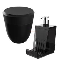 Kit Cozinha 2 Peças Lixeira 2,5L Redonda Dispenser Porta Detergente Líquido - Crippa Kit Cozinha 2 Peças Lixeira 2,5L Redonda Dispenser Porta Detergente Líquido - Crippa