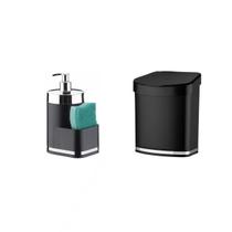 Kit cozinha 2 peças preto future lixeira e porta detergente Kit cozinha 2 peças preto future lixeira e porta detergente