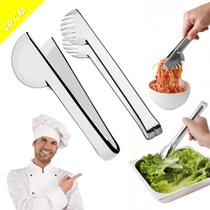 Kit Cozinha 2 Pegadores De Massas E Saladas Inox Reforçado