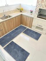 Kit Cozinha 3 Pçs Tapete Passadeira Em Carpete Aveludado Cin Kit Cozinha 3 Pçs Tapete Passadeira Em Carpete Aveludado Cin