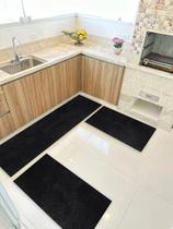 Kit Cozinha 3 pçs Tapete Passadeira em Carpete Aveludado Kit Cozinha 3 pçs Tapete Passadeira em Carpete Aveludado