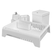 Kit Cozinha 4 Pçs Escorredor Lixeira Porta Talher Dispenser