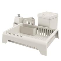 Kit Cozinha 4 Peças Escorredor Lixeira Porta Talher Dispenser - Stolf