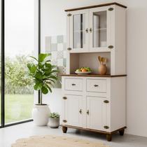 Kit Cozinha 4 Portas 2 Gavetas Tampo Base e Pés em Madeira Maciça Joy